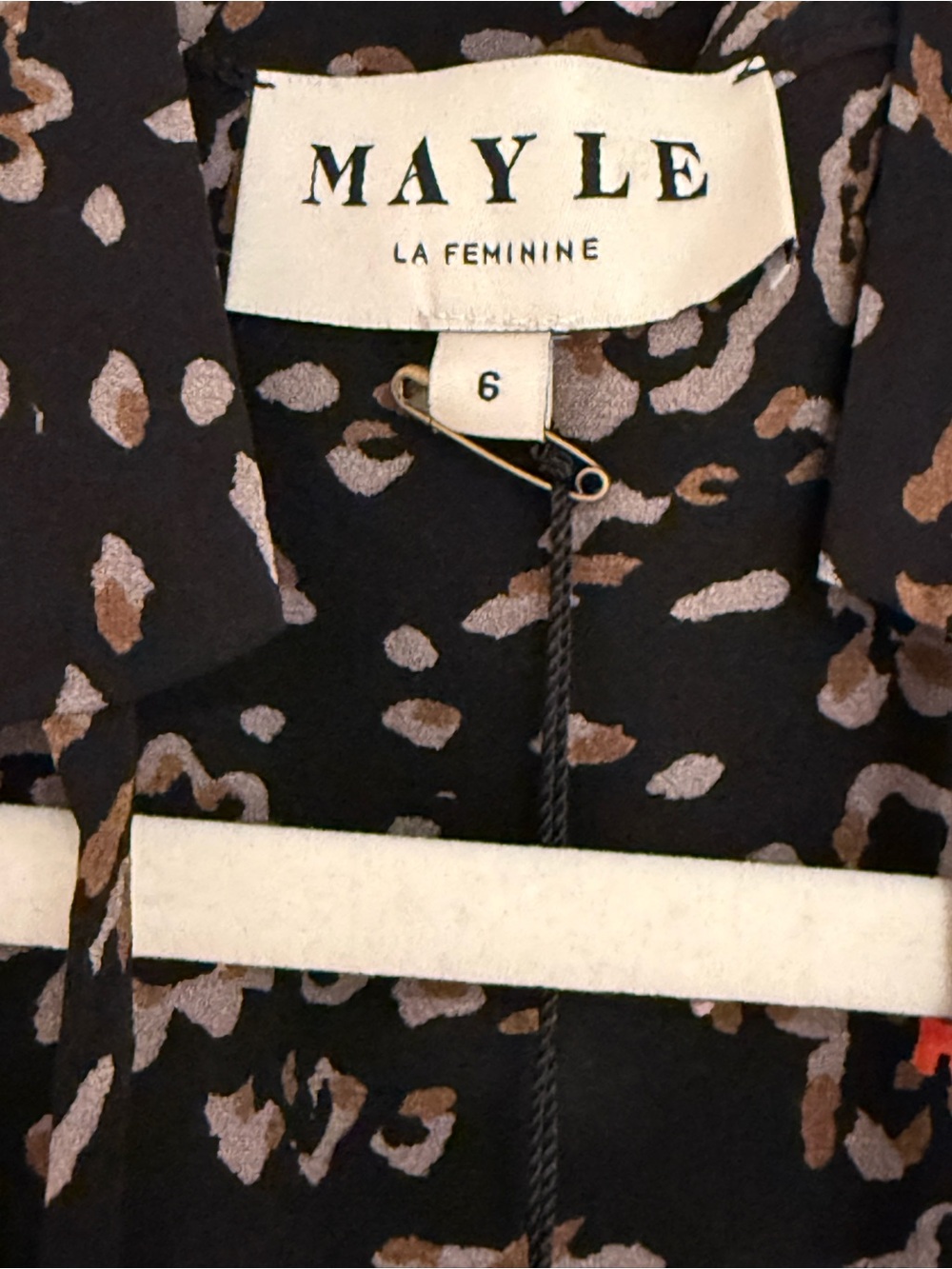Mayle Black Floral Ruffle Tie-Front Blouse with Tassels - Picture 4 of 6